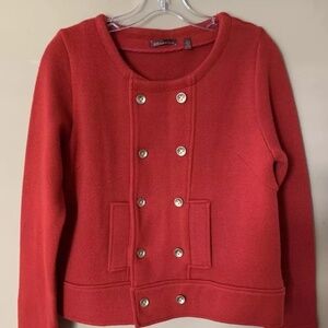 525 America Blazer Jacket Size Large Women’s Red Long Sleeve 100% Merino Wool B5